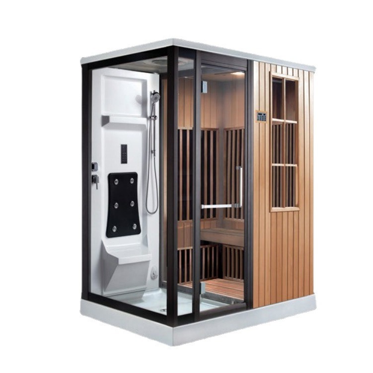 Fabricante de cabinas de ducha integradas personalizadas no estándar con sauna de vapor seco y húmedo, sauna con separación de seco y húmedo
