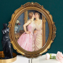 美式欧式椭圆复古装饰画小众艺术挂画卧室文艺床头壁炉壁画古董