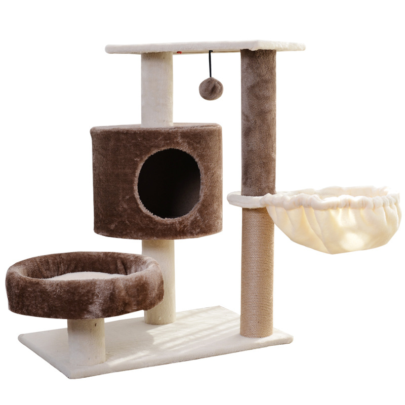 Marco de escalada para gatos de franela pequeña con plataforma, nido para gatos, columna de agarre de sisal, descuento de bajo precio, venta directa de fábrica, marco de escalada para gatos de juguete para gatos