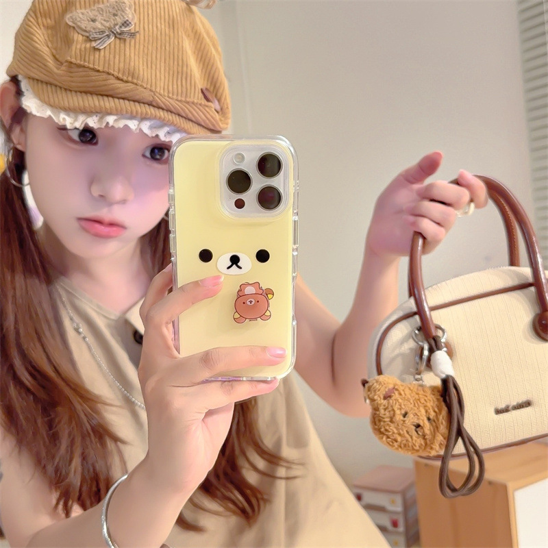 奶黄底轻松熊表情适用iPhone17苹果16ProMax/15/14手机壳新款少女|undefined