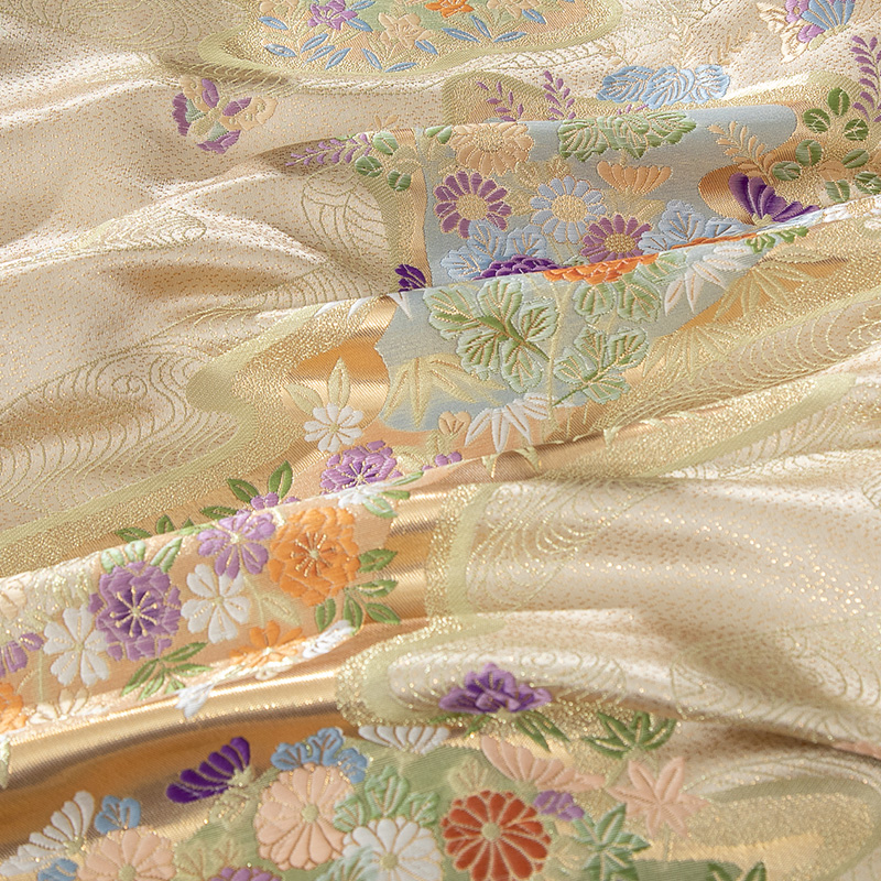 西阵织段子绸缎提花溪水花高日系和风diy服装汉服茶席布料旗