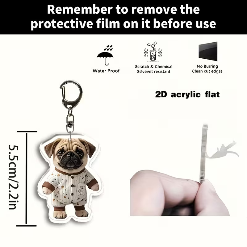Transfronterizos nuevos personajes de dibujos animados de impresión plana 2D colgantes de llaver decoración pequeños colgantes modernos y simples