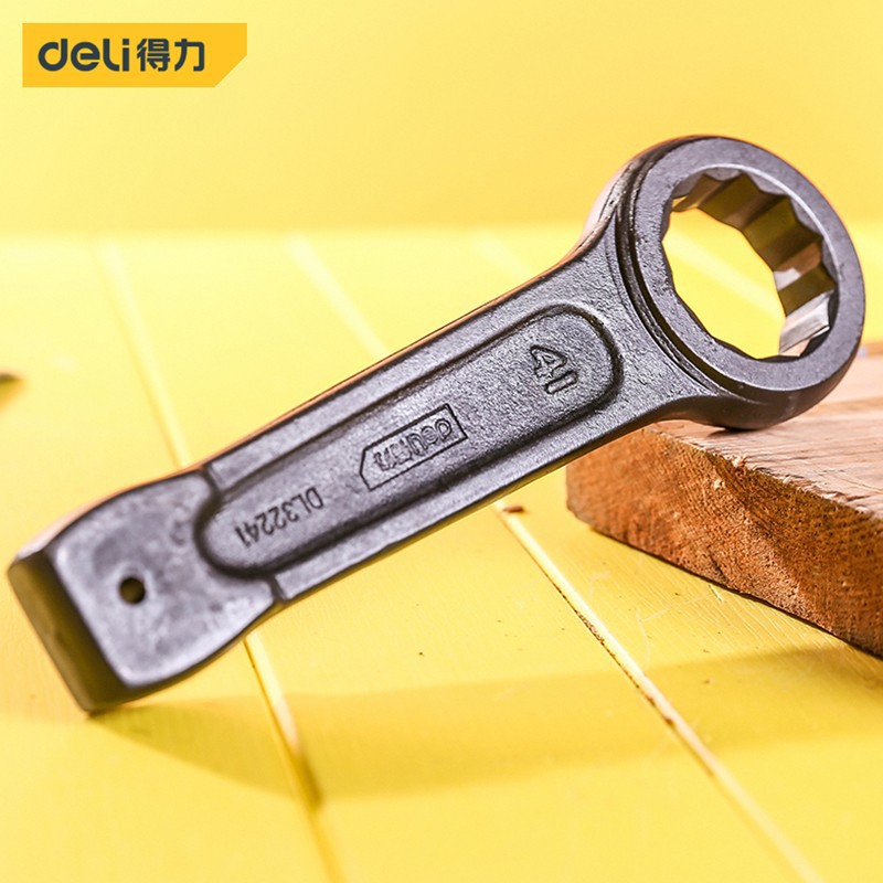 正品 deli得力DL32241敲击梅花扳手41mm(黑)(把)高碳钢梅花扳手