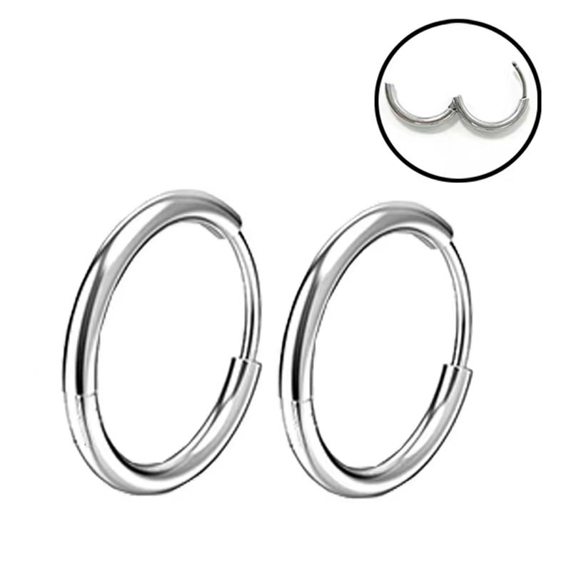 G23 Titanium Alloy Earrings Round Wire Ear Hoops Ear Clips Finely Polished European and American Simple Style F136 Titanium Alloy Piercing Jewelry