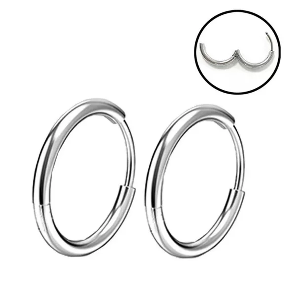 G23 Titanium Alloy Earrings Round Wire Ear Hoops Ear Clips Finely Polished European and American Simple Style F136 Titanium Alloy Piercing Jewelry