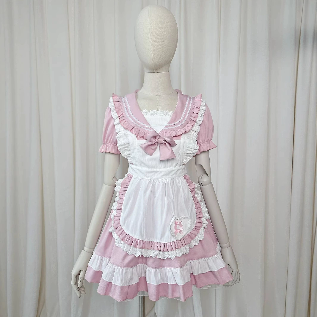 Новый японский стиль, наряд горничной в стиле преппи, короткий рукав, костюм морячки для девочки, милый мягкий костюм горничной для девочки, платье