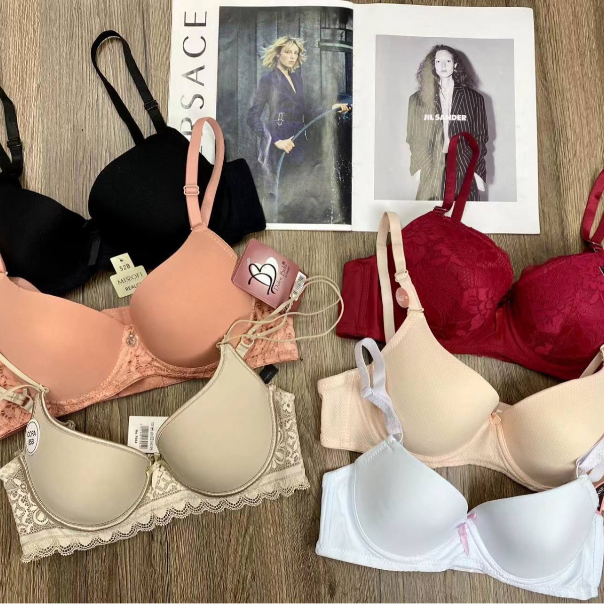 Mixto de marcas europeas y estadounidenses del sudeste asiático, ropa interior de damas con anillo de acero, encaje liso, sujetadores mixtos lotes