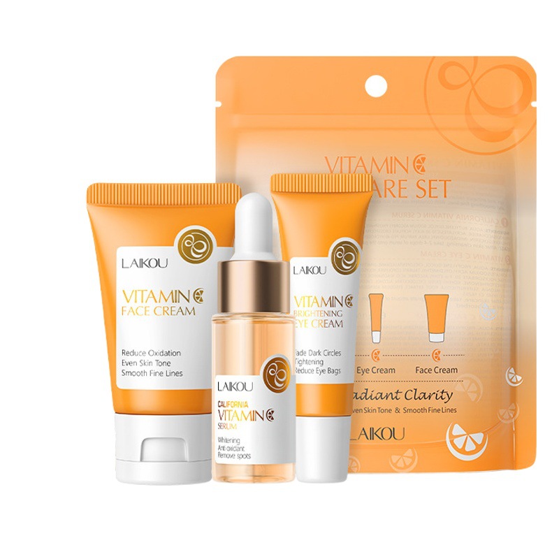 Juego de cuidado de la piel de vitamina C de Lykom transfronterizo de 3 piezas para el cuidado de la piel hidratante e hidratante juego de productos para el cuidado de la piel spot al por mayor