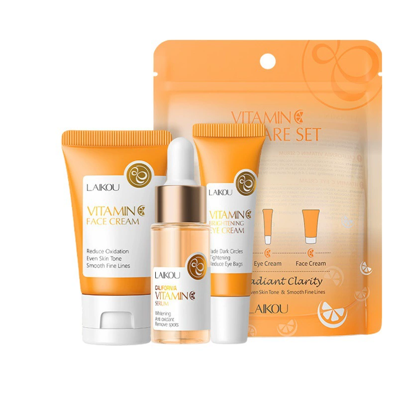 Набор для ухода за кожей Laikou с витамином C, 3 предмета, для увлажнения и питания кожи, готов к оптовой продаже.