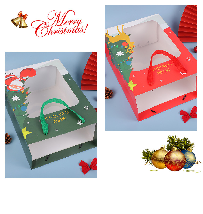 Bolsa de regalo de ventana de Navidad Bolsa de regalo de caramelo de ventana de Navidad Eve Apple bolso de papel fábrica al por mayor