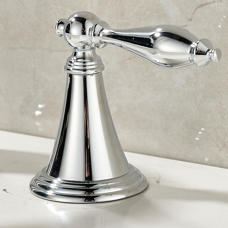 European-Style All-Copper Basin Faucet Handle, Three-Piece Set, Hot and Cold Water Faucet Switch Handle, Bathroom Accessories