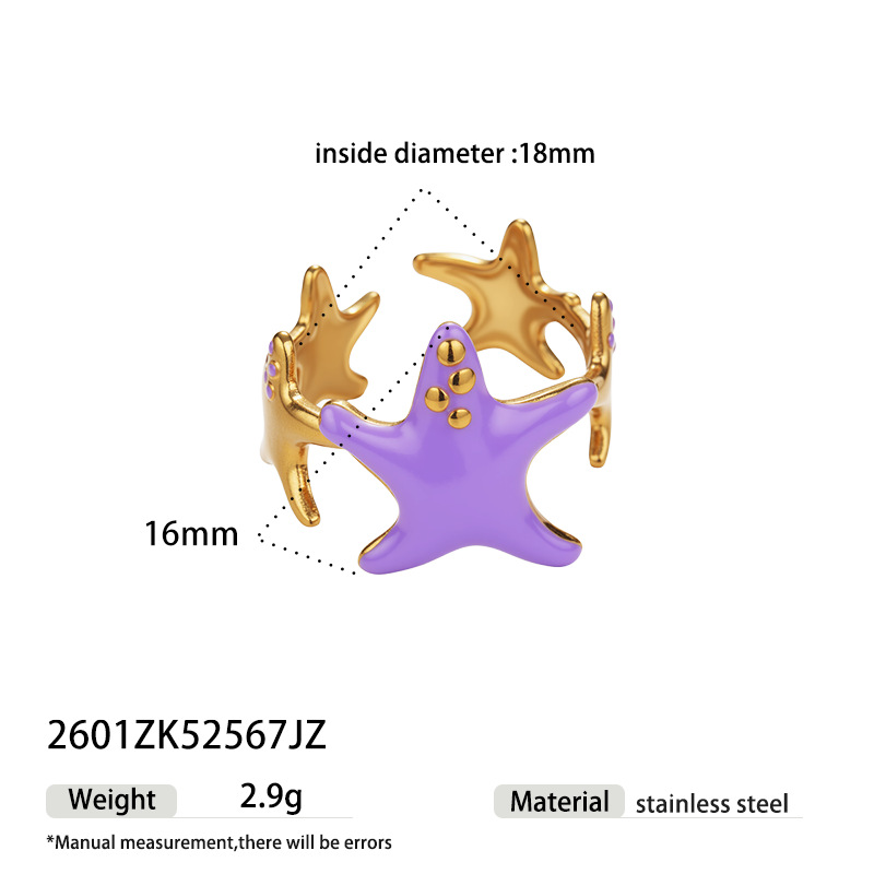 TENA Europa y los Estados Unidos transfronterizos estrella de mar esmalte de color goteo de aceite anillo nicho de alto nivel sensación de vacaciones joyería al por mayor