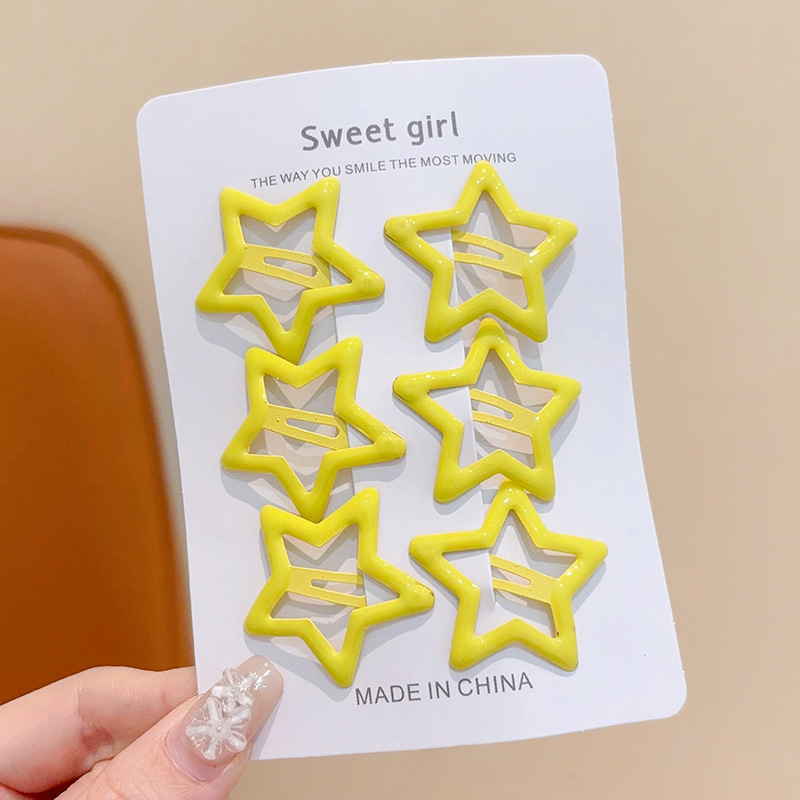 Pinza bb de color dopamina para niños cabello roto estrella de cinco puntas horquilla para niñas que no lastima el cabello, pinza para el cabello con flequillo para bebés, accesorios para el cabello lindos