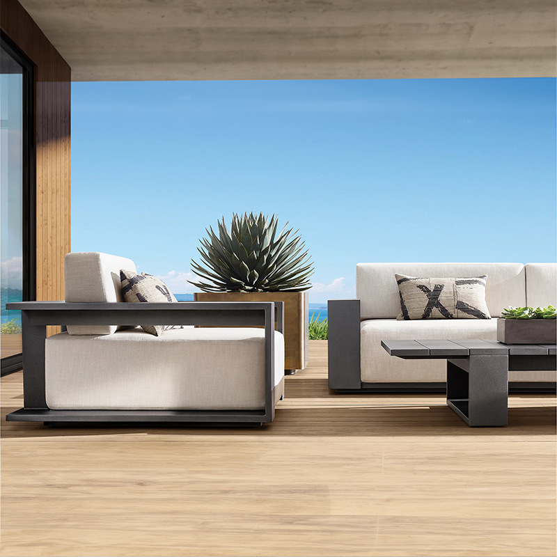 Sofá al aire libre Villa hotel anti-corrosión madera sólida patio jardín teca al aire libre ocio sofá al aire libre muebles combinados