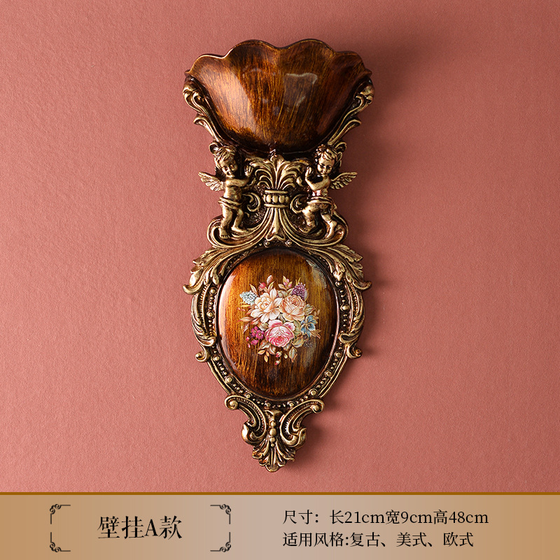 Flores estadounidenses bandeja de frutas caja de toallas artesanía colgada en la pared decoración artesanal sala de estar lujosa decoración floral almacenamiento image 19