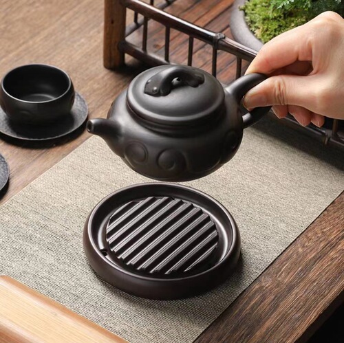 Bakelite pot with purple sand pot holder base, pot pad, tea tray, heat insulation pad, round pot holder, tea ceremony accessories, Zen style
