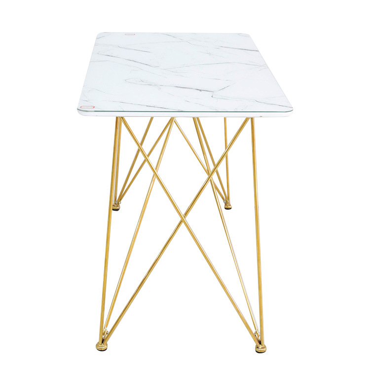 Mesa de café, tabla de roca, MDF, mesa de té de lujo ligera, piernas metálicas, mesa de café de vidrio temperado transfronterizo image 5