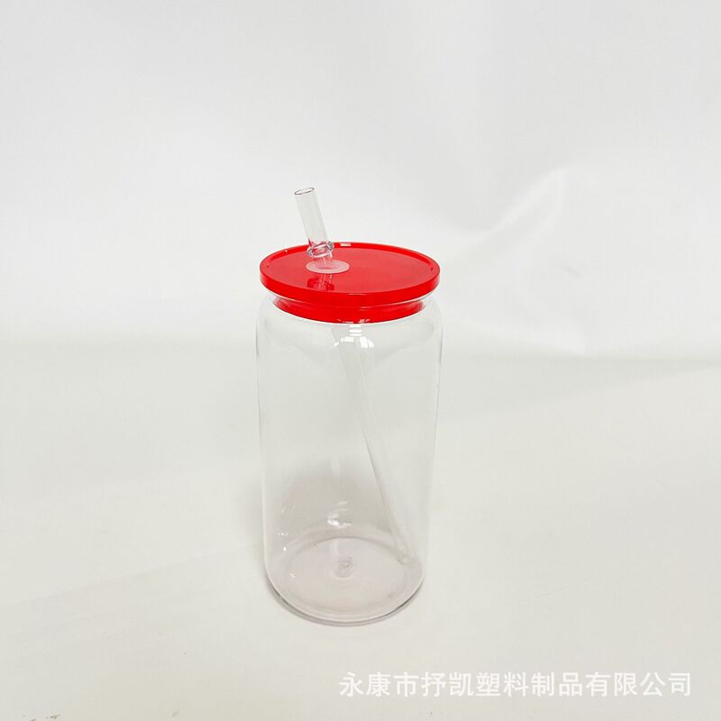 国境を越えて人気のカラーカバーPC素材透明プラスチックカップ16オンスメイソンジャー高見えエコストローカップロゴ入り可能|undefined