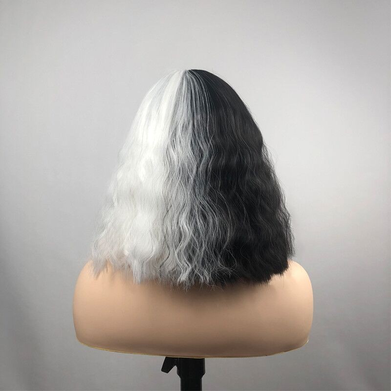 Pelucas europeas y americanas mujeres de Halloween cos bruja en blanco y negro Kuila Cabeza de cabello corto y yang Proveedor de suministro de comercio exterior