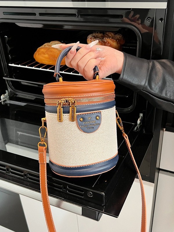Comercio exterior transfronterizo Amazon retro bolso de cubo nuevo bolso de alta calidad bolso de mensajero de hombro cilíndrico de moda image 1