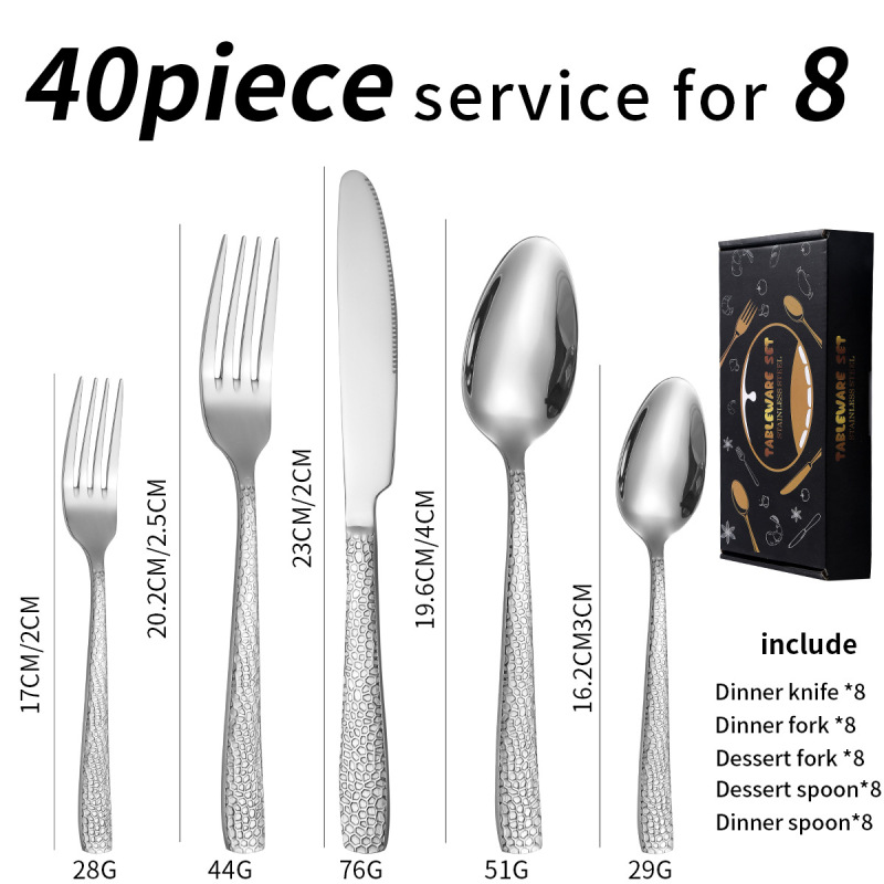 アマゾン角柄蛇紋ステンレス食器20/40点セットギフトボックスホテル西食器ステーキナイフフォークスプーン|undefined