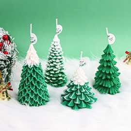 跨境7款圣诞树香薰蜡烛模具diy圣诞节伴手礼硅胶蜡烛模具现货批发