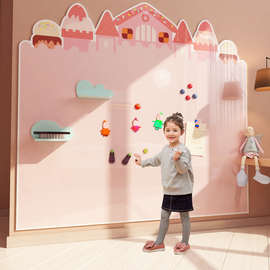 84N儿童书房间布置公主女孩卧室墙面装饰玩具区互动涂鸦黑板白磁