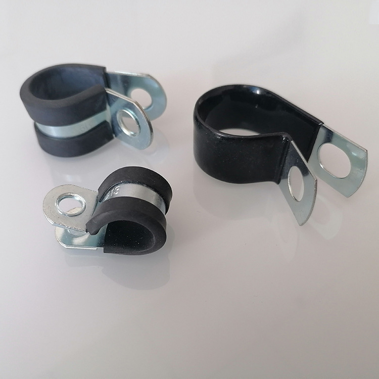 供应镀锌R型管夹 包胶线卡线束防磨损紧固夹13mm