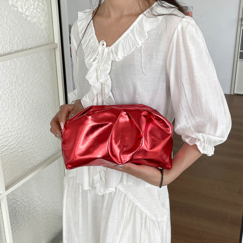 2026 nuevo bolso de nube plegado brillante, bolso de hombro de moda casual de mujer, bolso de viaje de alta calidad
