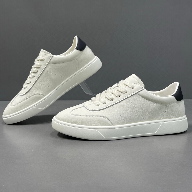European Goods 2025 Summer New Flat Sneakers Fashionable Genuine Leather White Shoes Men's Flat Heels Versatile Sports and Leisure Sneakers European Goods 2025 Summer New Flat Sneakers Fashionable Genuine Leather White Shoes Men's Flat Heels Versatile Sports and Leisure Sneakers