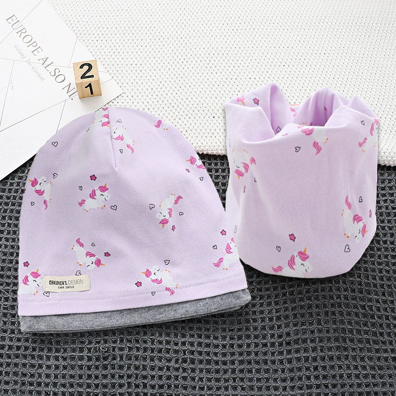 Demi-season kids' cotton set with scarf in Korean style, 2-8y, 48-54cm, multi-color options