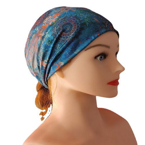 European and American Headscarf Women's Summer New 2024 Fashion Print Elastic Sports Headband Yoga Wide Headband