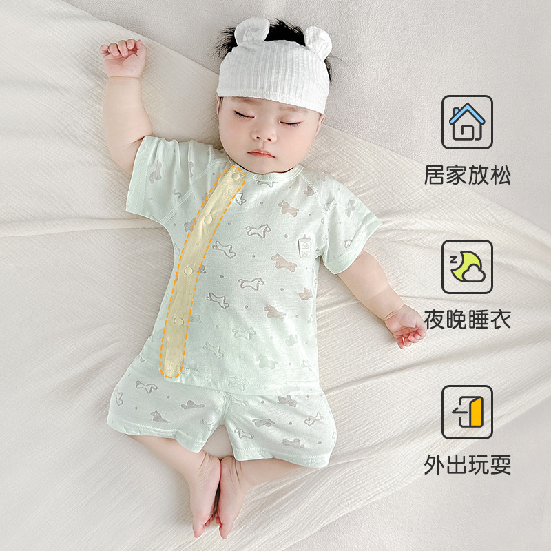 Traje de bebé verano para niños y niñas para niños pequeños, entrepierna abierta dividida de manga corta, ropa de verano para niños, ropa de bebé