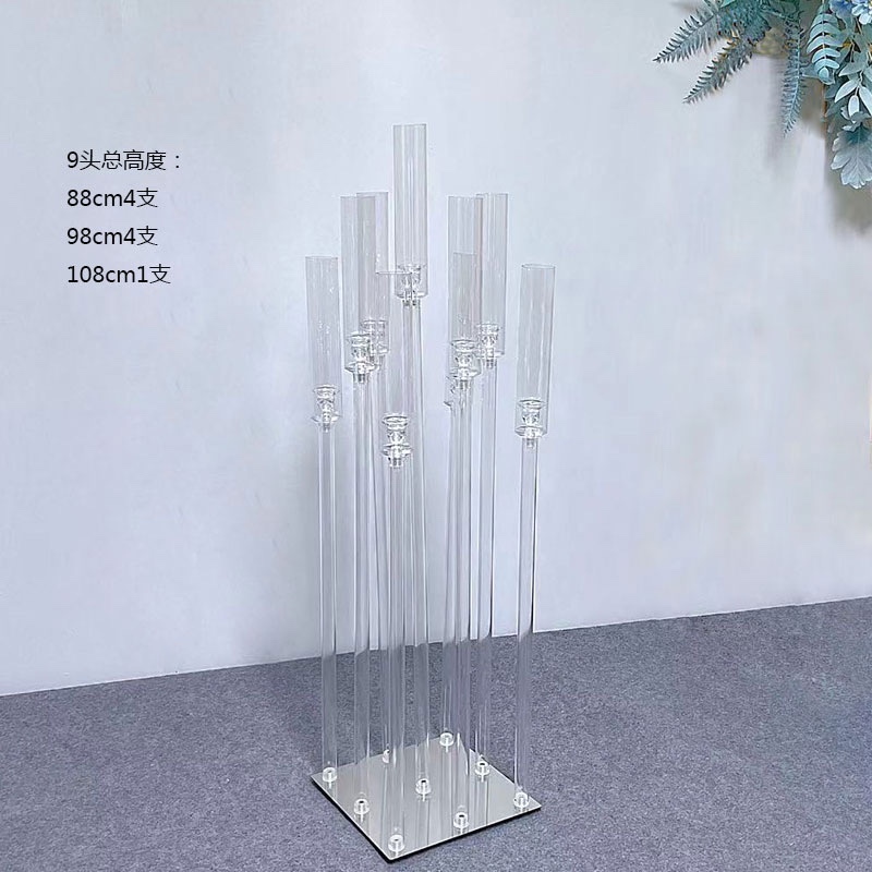 新款简约亚克力透明多头步步高烛台婚庆路引主桌灯饰装饰摆件|undefined