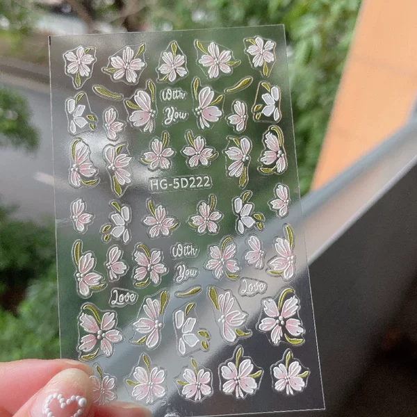 5d Anaglyph Camellia Manicure Sticker Internet Celebrant Three-dimensional Fresh Ice Flower Hand-painted Three-dimensional Flower Nail Sticker