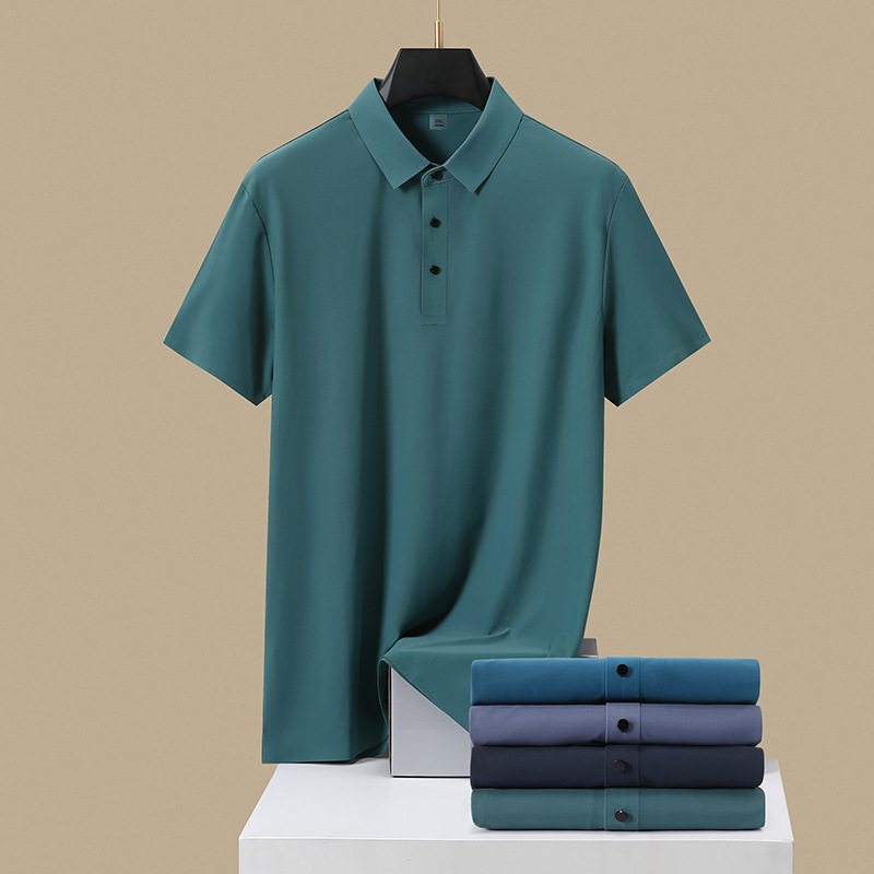 Camiseta de polo de hielo sin marcas de verano hombre elástico ligero de negocios frío camiseta de color sólido secado rápido casual manga corta al por mayor
