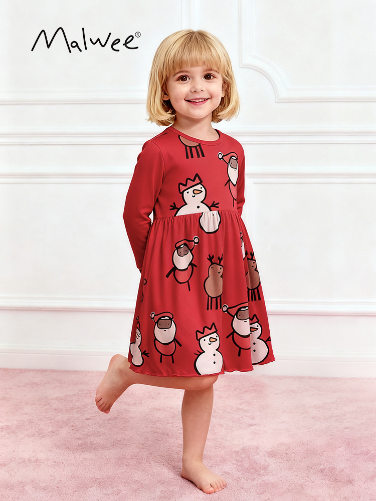 Malwee transfronterizo vestido de princesa de niña otoño y invierno nuevo vestido de niños europeos y estadounidenses lindo vestido de niña de moda