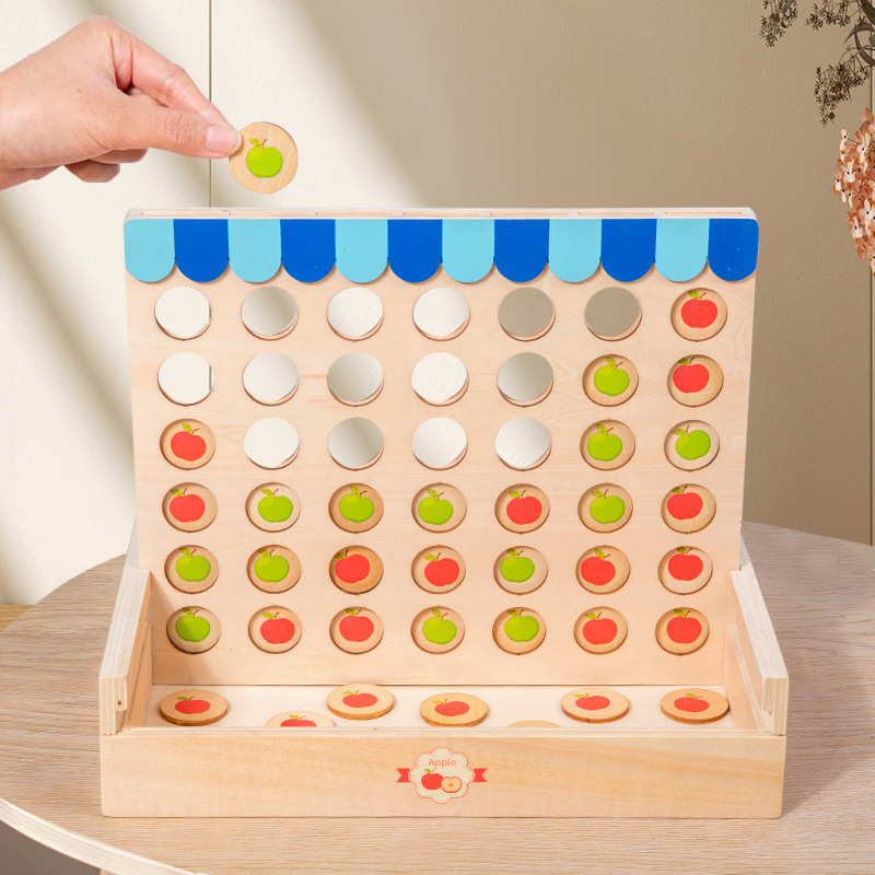 Tienda de frutas transfronterizas de madera cuatro juegos de ajedrez de entrenamiento de pensamiento lógico juegos de ajedrez de educación temprana para niños pequeños juguetes de puzzle