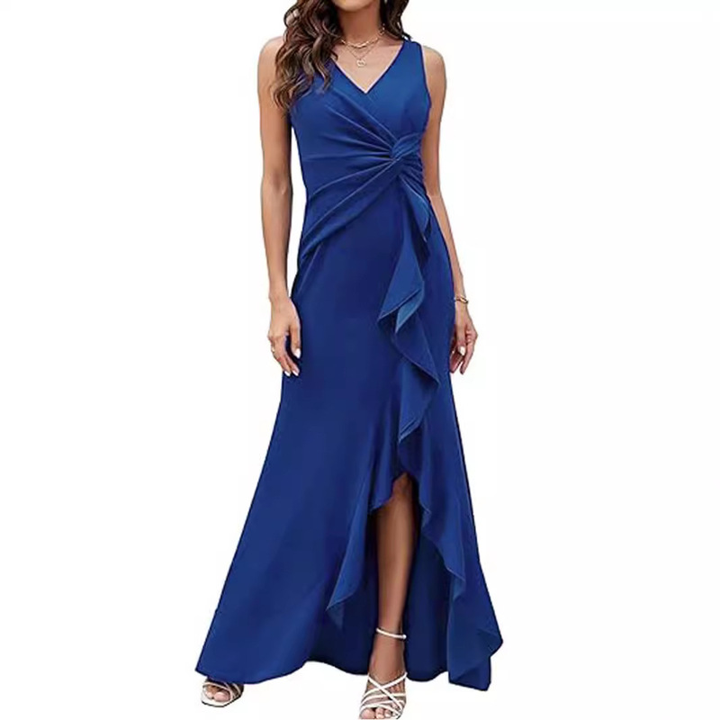 Cross-Border European and American 2024 Selected Evening Women's Evening Dress Elegant V Neck Sleeveless Separates Slim Long Dress Cross-Border European and American 2024 Selected Evening Women's Evening Dress Elegant V Neck Sleeveless Separates Slim Long Dress