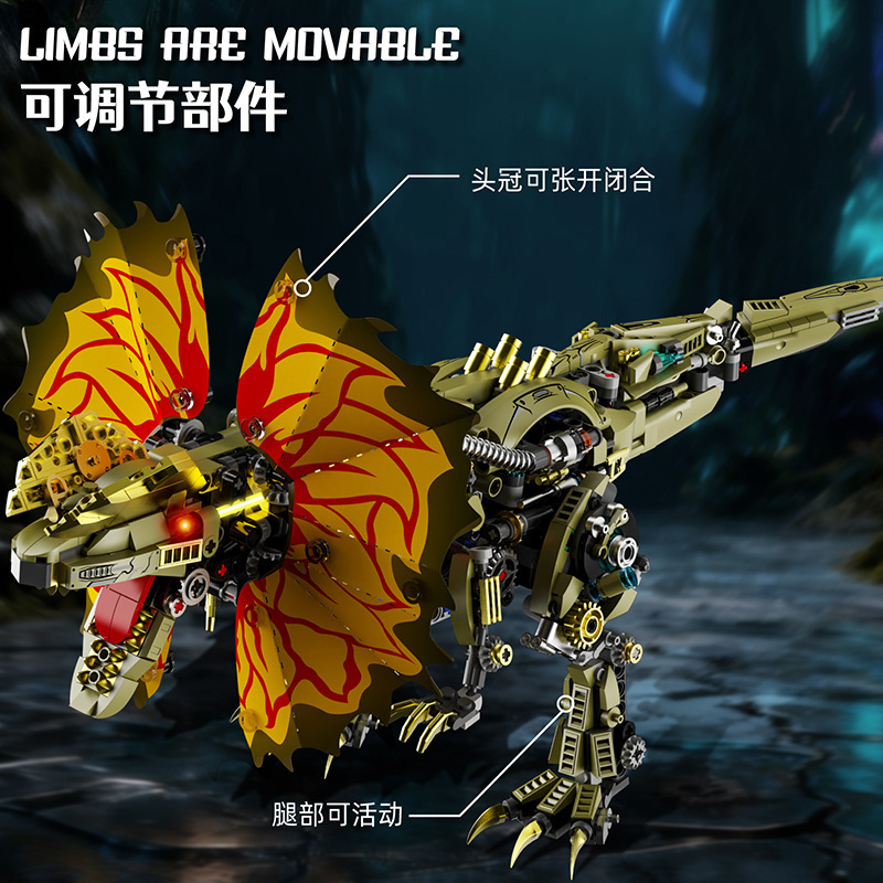 Mei y 13101 maquinaria doble corona dragón bloque de construcción enlace pequeño juguete de ensamblaje de partículas con luces para niños regalo puzzle