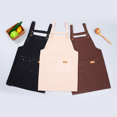 新款兒童親子套裝印製繪畫美術圍裙印字滌棉帆布背帶工字兒童圍裙