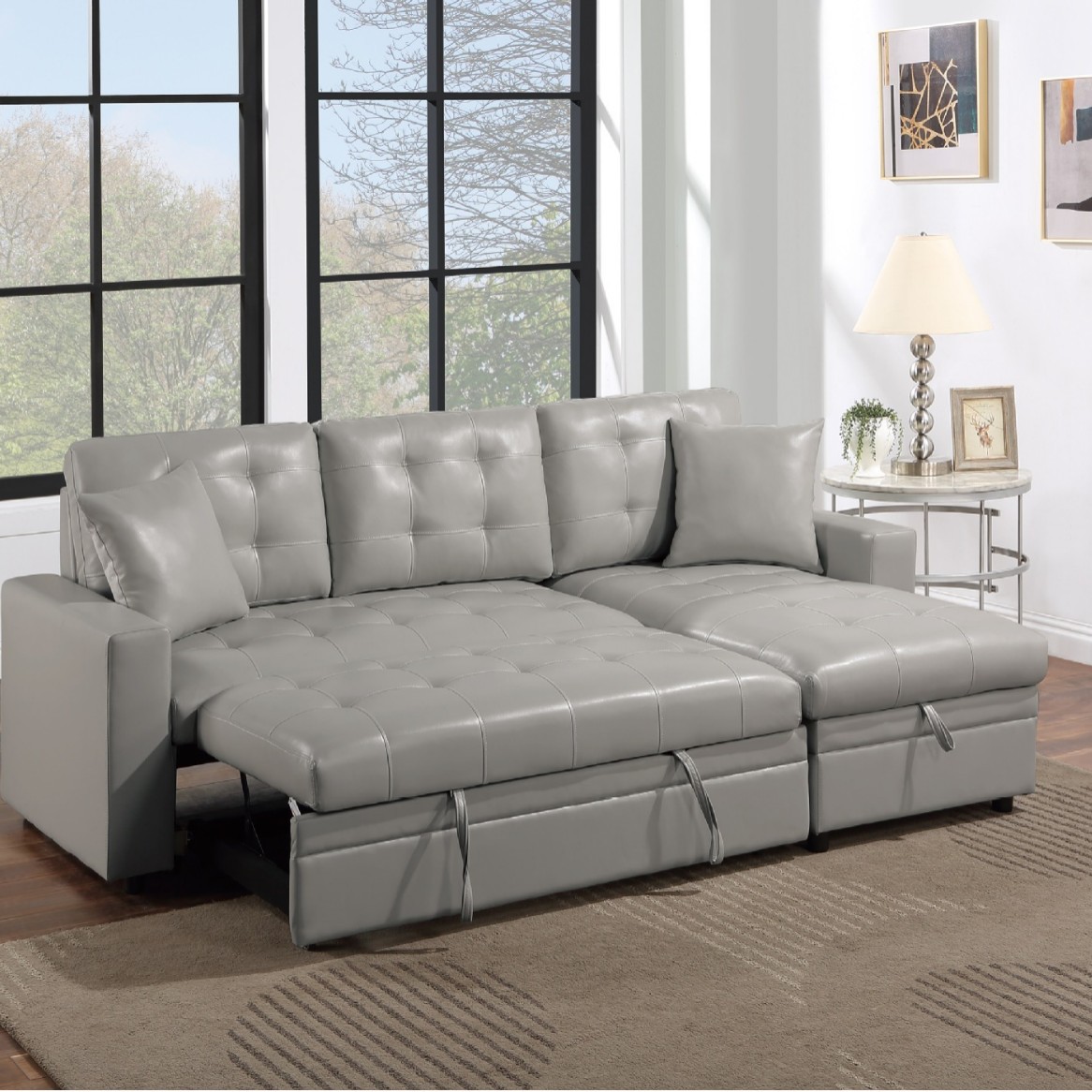 Fabricante simple sofá cama de cuero recto doble uso pequeño tipo de sala de estar móvil pasamanos tipo sofá cama de esquina