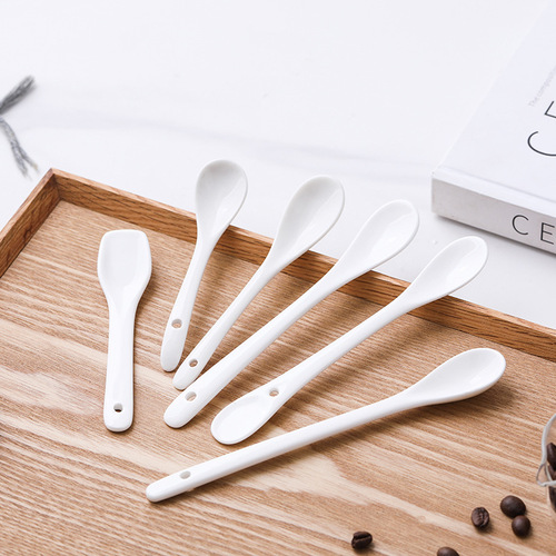 Ceramic mini spoon household commercial tableware spoon coffee spoon dessert spoon stirring spoon spoon condiment spoon