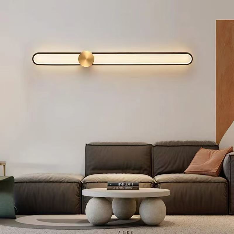 Luz de pared roja moderna simple ovalada lámpara de pared del dormitorio cabecera sofá de fondo luz de pared transfronteriza