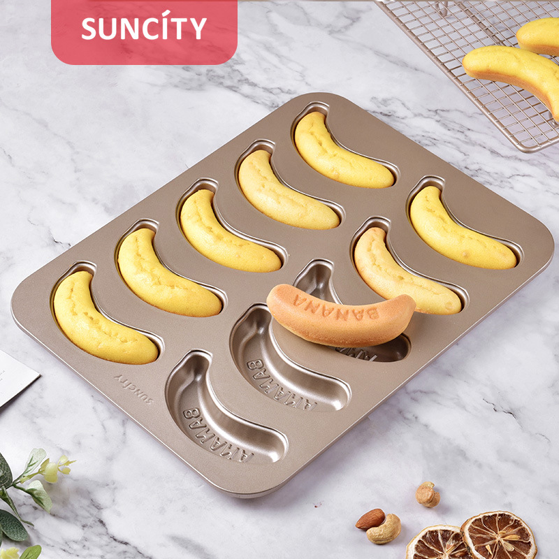 Banana formalı silikon örtüklü metal qəlib, 10 yuvalı