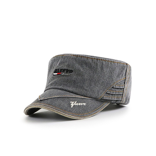 Yangguan/ZLEEVO Washed and Distressed Flat Top Hat Men's Sun Hat Women's Outdoor Leisure Military Hat Factory Direct Sales