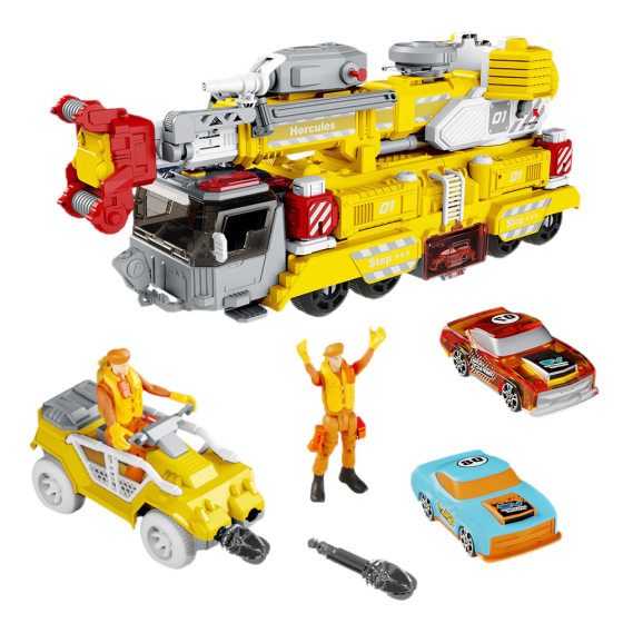 Sam buys multifunctional racing crane deformation crane boy toy car with car