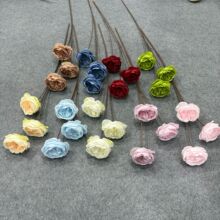 仿真花3头奥斯汀玫瑰花 家居客厅装饰绢花烤边玫瑰插花婚庆道具