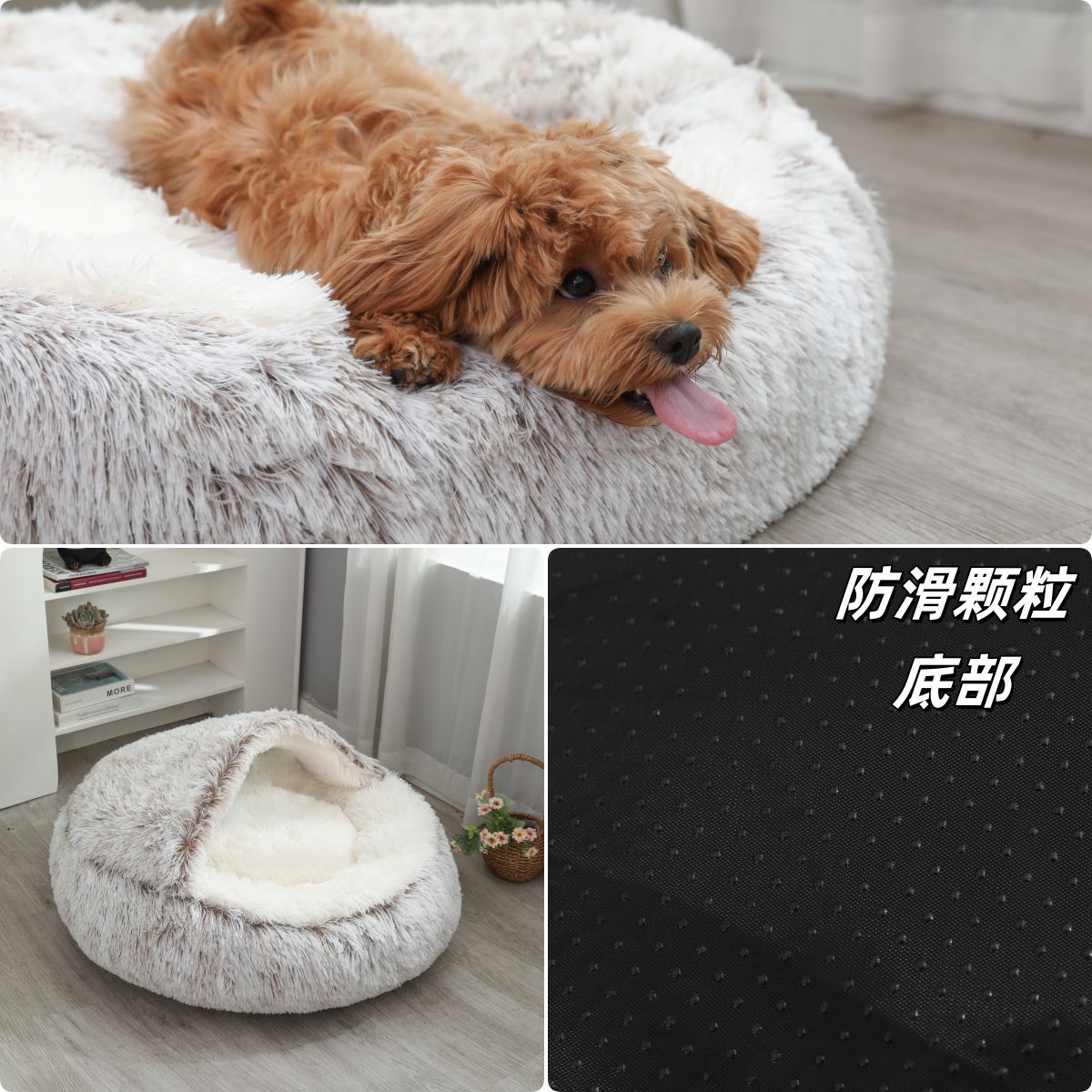 Nido para gatos Casa cálida de invierno semicerrada Villa para gatos Nido cubierto de felpa Nido semi-cubierto de doble uso para cuatro estaciones