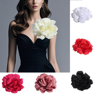 Free Shipping New Handmade Glossy Silks and Satins Fabric Flower Brooch High-End Exaggerated Flower DIY Shoes, Hats and Clothing Accessories